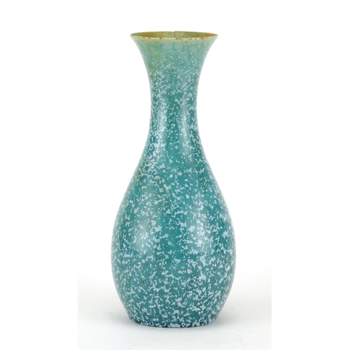 499 - Linthorpe pottery vase with blue mottled glaze, impressed marks and numbered 124 to the base, 25.5cm... 