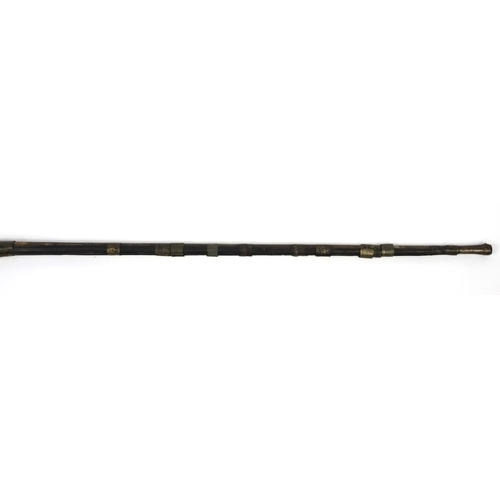 241 - Antique camel hunting flintlock musket with bone inlay, 159cm in length