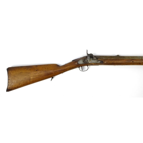 239 - 19th century percussion cap rifle, 122cm in length