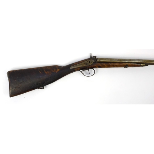 237 - Percussion cap double barrel shot gun, impressed by J E Ryman, 116cm in length