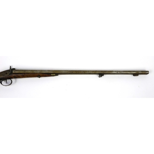 237 - Percussion cap double barrel shot gun, impressed by J E Ryman, 116cm in length