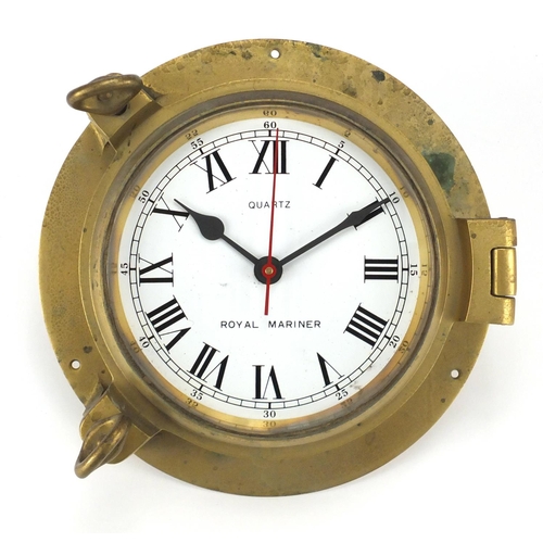 2307 - Royal Mariner porthole design wall clock, with Roman numerals, 22cm in diameter