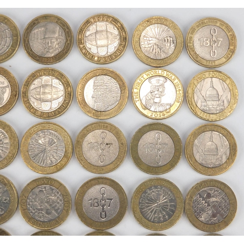 2573 - Collection of Elizabeth II two pound coins, with various designs including The Commonwealth Games