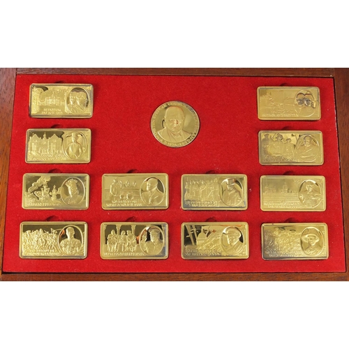 2576 - The Churchill Years silver gilt ingot collection by The Pobjoy Mint, set of twelve silver gilt ingot... 