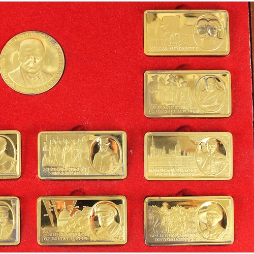2576 - The Churchill Years silver gilt ingot collection by The Pobjoy Mint, set of twelve silver gilt ingot... 