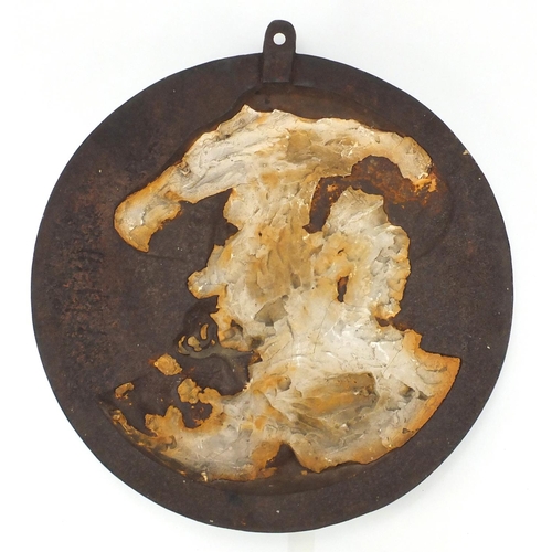 2097 - Victorian cast iron hanging plaque of Rubens, 41cm in diameter