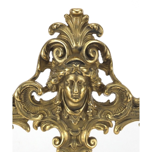 2315 - Ornate gilt brass strut double photo frame, cast in relief with acanthus leaves and putti, 34.5cm hi... 