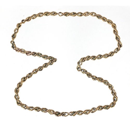 2655 - Broken 9ct gold rope twist necklace, approximate weight 12.4g