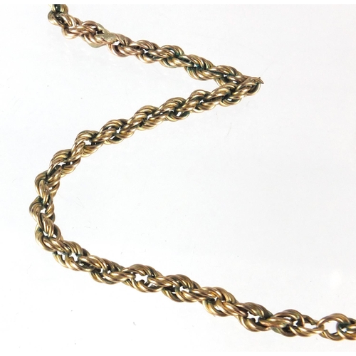 2655 - Broken 9ct gold rope twist necklace, approximate weight 12.4g