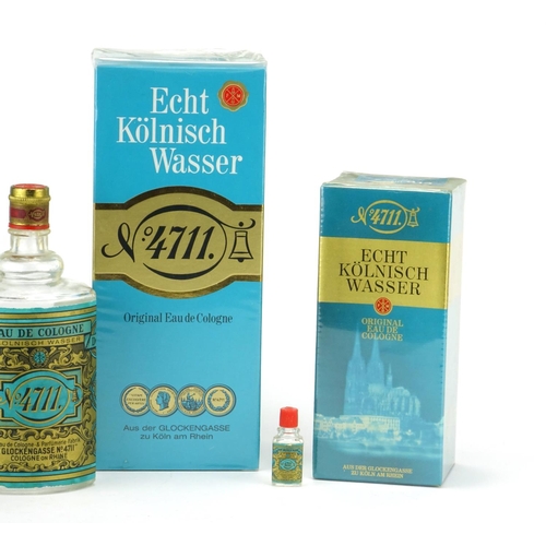 2385 - Three sealed bottles and two empty bottles of Echt Kölnisch Wasser Eau De Cologne, the largest 600ml