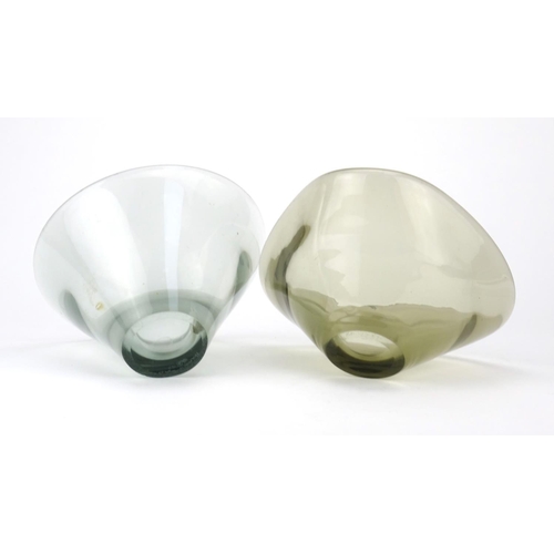 2371 - Two art glass bowls including a Danish example with tapering body by Holmegaard, etched marks to the... 