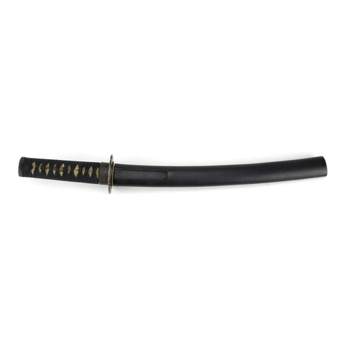 369 - Japanese Edo Period short Wakizashi, with hamon steel blade, iron tsuba and shagreen grip, 52cm in l... 