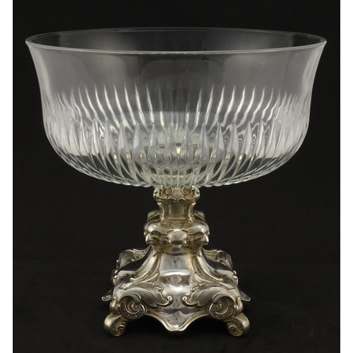 469 - 19th century German silver plated and glass center bowl by C Henniger, impressed marks to the base, ... 
