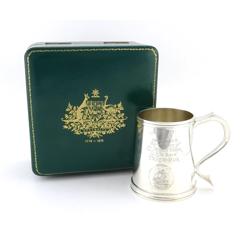 594 - Silver tankard commemorating The Voyage of L T James Cook in HM Bark Endeavour 1770-1970, limited ed... 