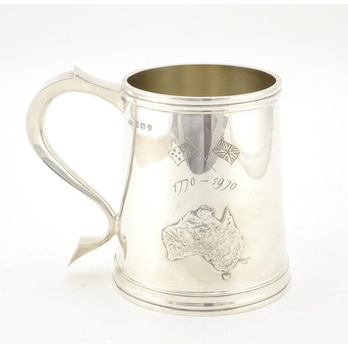 594 - Silver tankard commemorating The Voyage of L T James Cook in HM Bark Endeavour 1770-1970, limited ed... 
