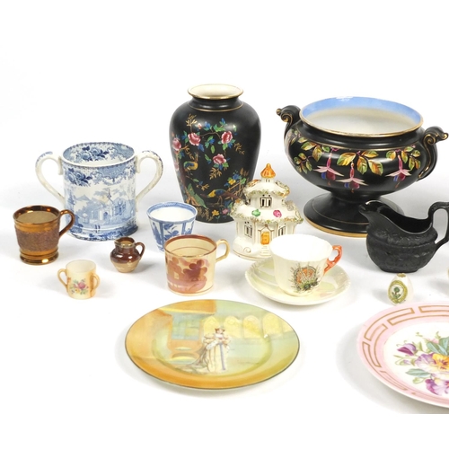 144 - Victorian and later ceramics including Doulton Series Ware plates, Minton plates, Dresden cabinet cu... 