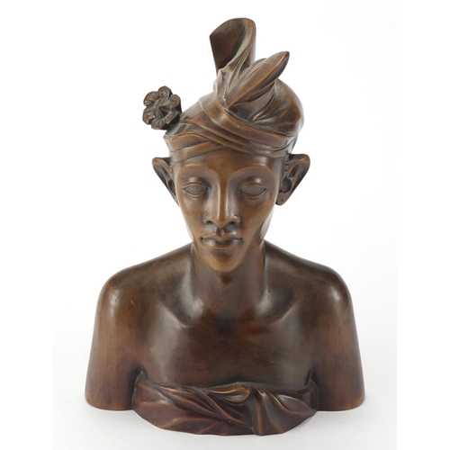 78 - Balinese carved wood bust, 28cm high