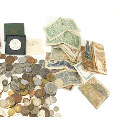 713 - World coins and banknotes including commemorative crowns