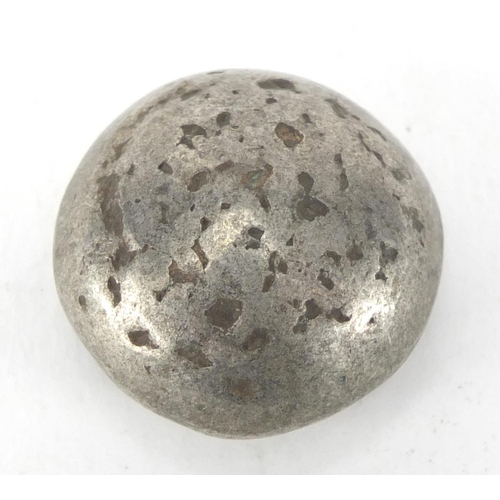 469 - Chinese silver coloured metal scroll weight, 2.4cm in diameter, approximate weight 31.2g