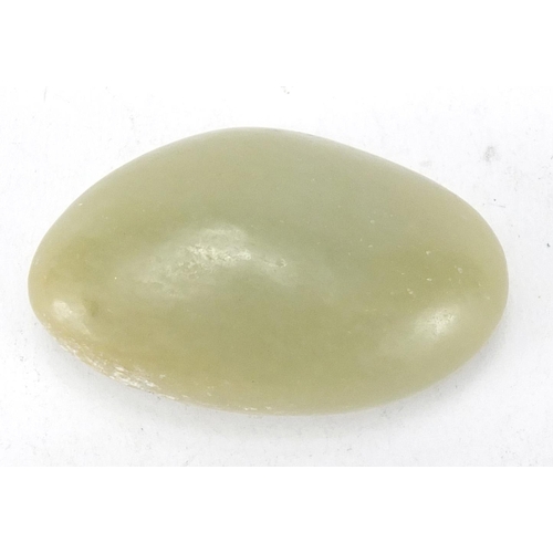 494 - Chinese celadon jade touch stone, 5.2cm in length, approximate weight 55.0g
