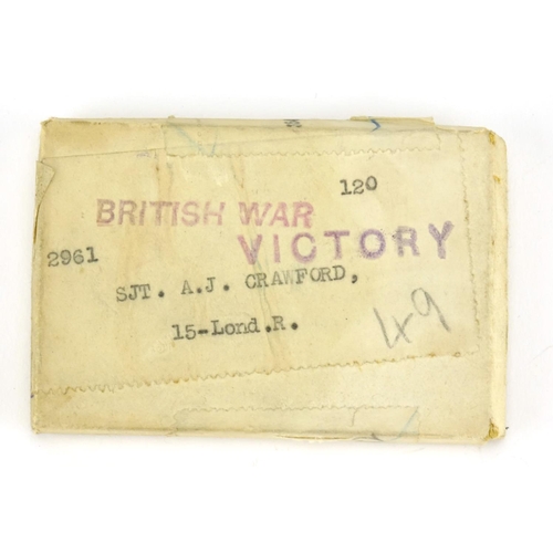 196 - British Military World War I pair with box of issue and paperwork, awarded to 2961SJT.A.J.CRAWFORD.1... 