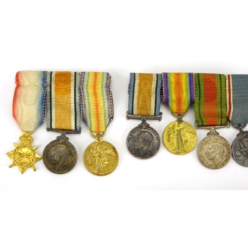 208 - Six British Military miniature medal groups including a trio and three pair's