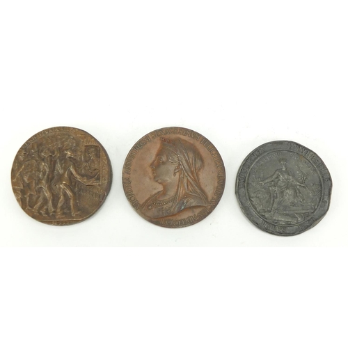 688 - Three commemorative medallions including Lusitania