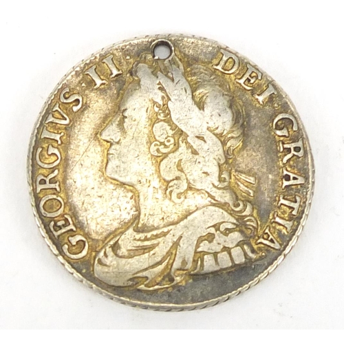 685 - George II 1741 silver shilling, 2.5cm in diameter, approximate weight 5.9g