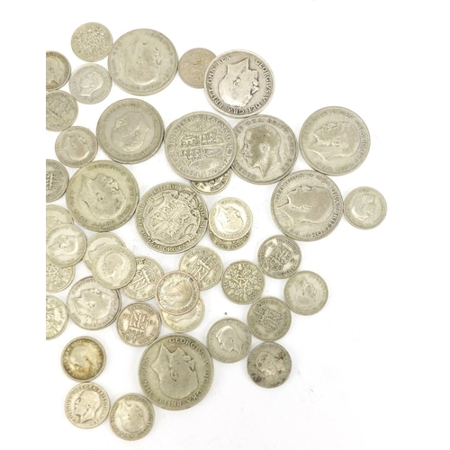 690 - Mostly British pre 1947 coinage including half crowns and six pence's, approximate weight 358.0g