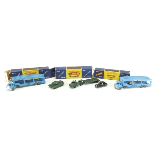 345 - Three Matchbox series by Lesney die cast vehicles and one other