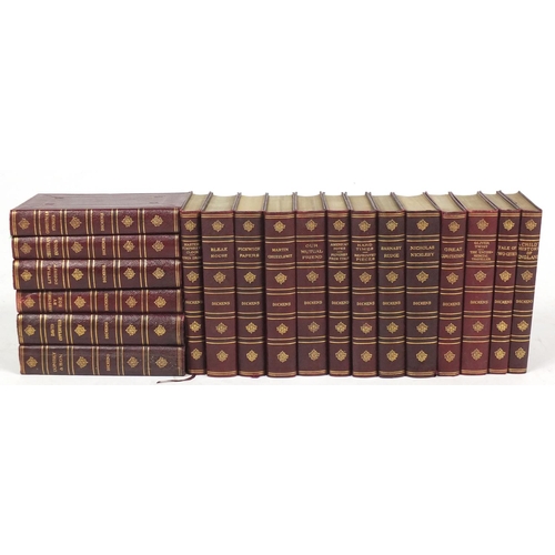 676 - Charles Dickens, nineteen leather bound volumes, published Chapman & Hall Ltd and Humphrey Milford