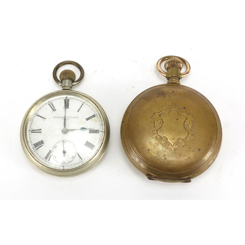 229 - Gentleman's gold plated Trenton Watch Co hunter pocket watch and a Waterbury open face pocket watch