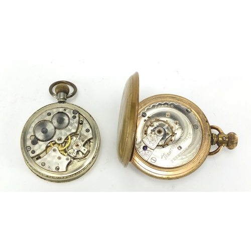 229 - Gentleman's gold plated Trenton Watch Co hunter pocket watch and a Waterbury open face pocket watch