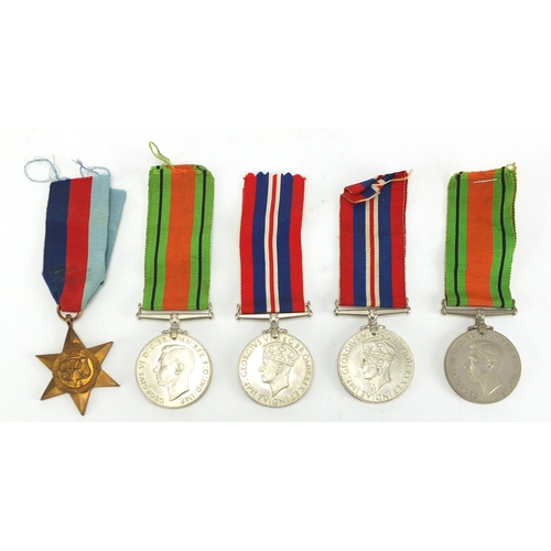725 - Five British Military World War II medals with ribbons
