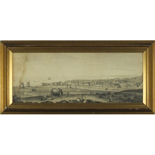 847 - **WITHDRAWN ** View of Brighton 1765, print on paper, inscribed verso, mounted and framed, 54.5cm x ... 