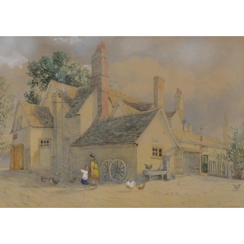 903 - Samuel David Colkett - An Inn Yard, 19th century pencil and watercolour, label verso, mounted and fr... 