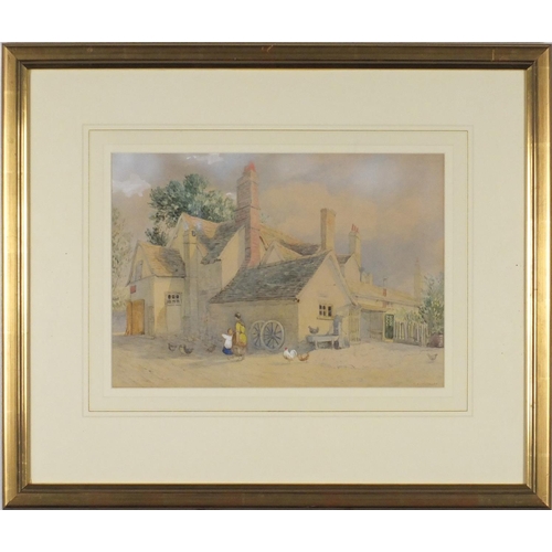 903 - Samuel David Colkett - An Inn Yard, 19th century pencil and watercolour, label verso, mounted and fr... 