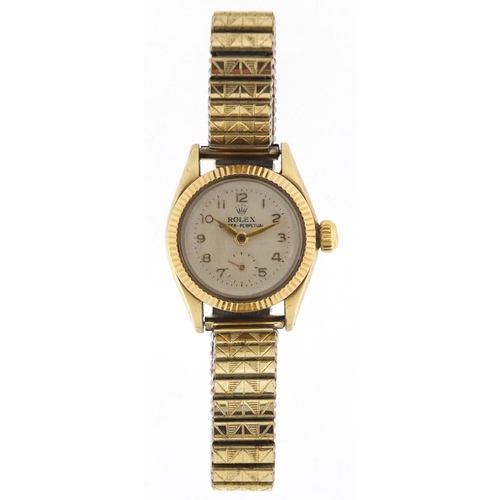 800 - Vintage ladies 9ct gold Rolex Oyster Perpetual wristwatch with subsidiary dial, the movement numbere... 
