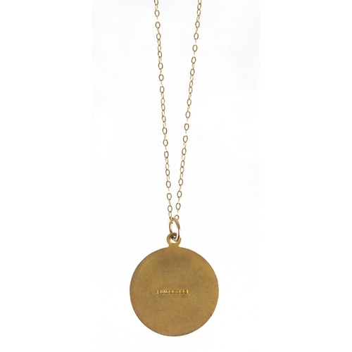 2663 - 9ct gold Scorpio pendant on a 9ct gold necklace, the pendant 2cm in diameter, approximate weight 4.3... 
