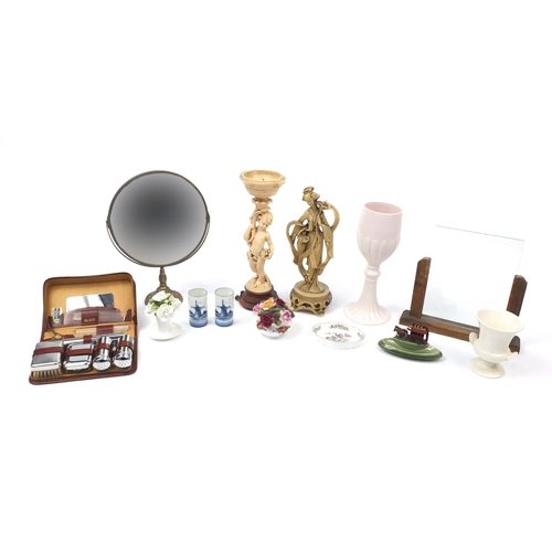 556 - Miscellaneous items including a brass mirror, Beswick vase and an Art Deco photo frame