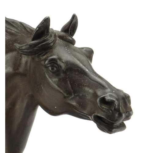 2362 - After Jules Moigniez - Large patinated Spelter Marly horse, 48cm wide