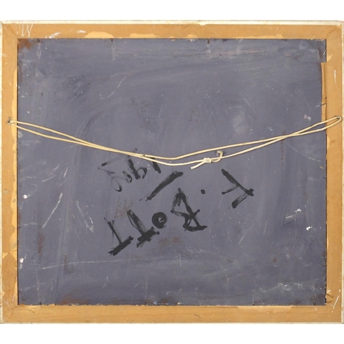 123 - Abstract composition, Spanish school impasto oil on board, bearing a signature Bott verso, framed, 6... 