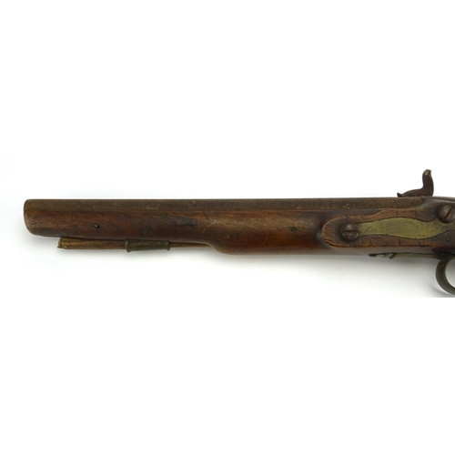 236 - 19th century percussion cap pistol, 48cm in length