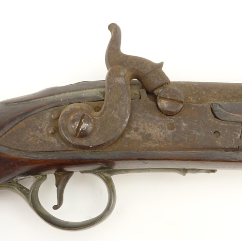 236 - 19th century percussion cap pistol, 48cm in length