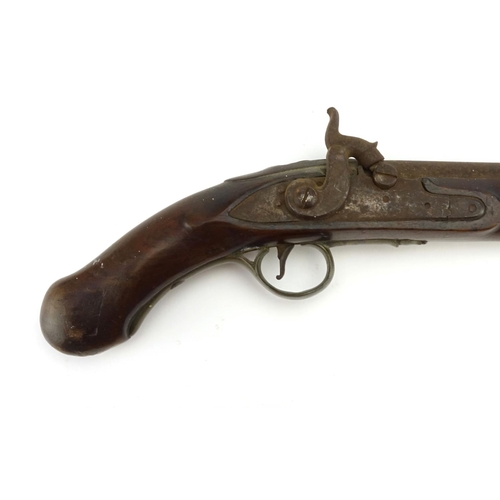 236 - 19th century percussion cap pistol, 48cm in length