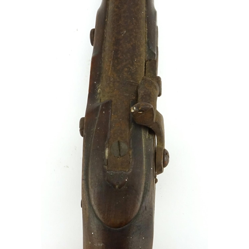 236 - 19th century percussion cap pistol, 48cm in length