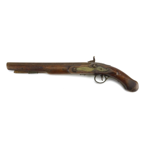 236 - 19th century percussion cap pistol, 48cm in length