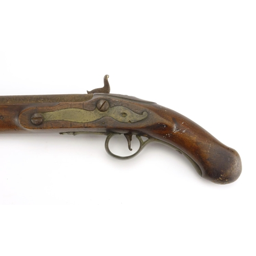 236 - 19th century percussion cap pistol, 48cm in length