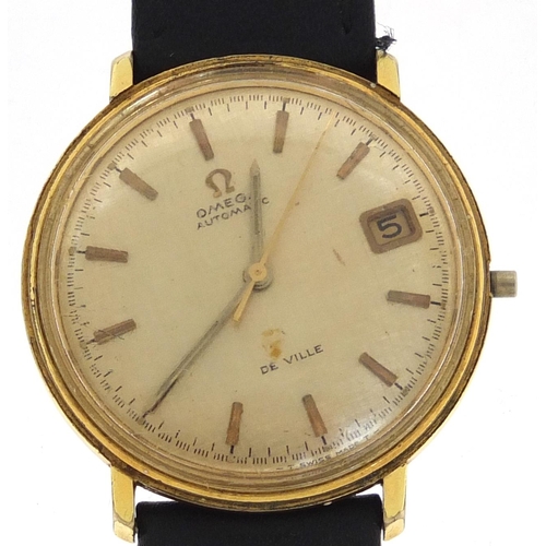 784 - Gentleman's gold plated Omega Deville automatic wristwatch with date dial, the case numbered 166033,... 