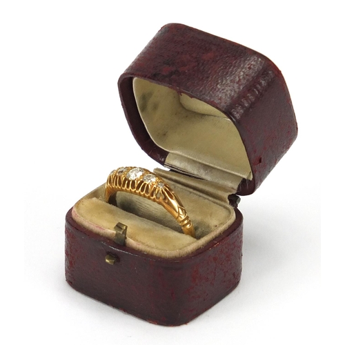 718 - Victorian 18ct gold diamond five stone ring, hallmarked Birmingham 1899, size O, approximate weight ... 